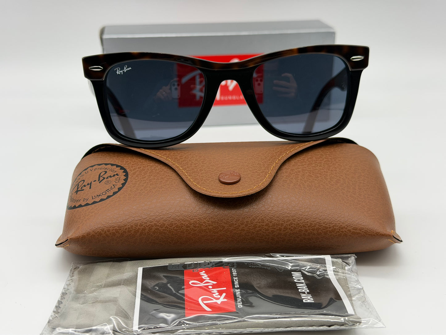 Ray-Ban Wayfarer Street Neat 50mm Polished Havana On Black / Blue Crystal RB 2240 1441 / R5 NEW