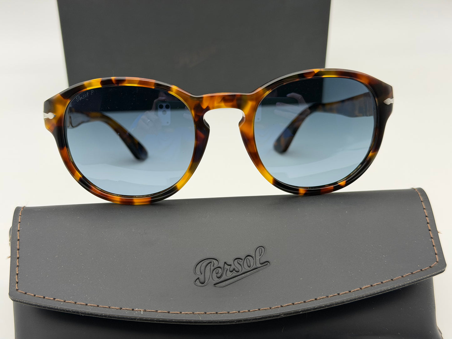 Persol PO 3304s 53mm Madreterra / Blue Gradient Polarized Glass Italy NEW