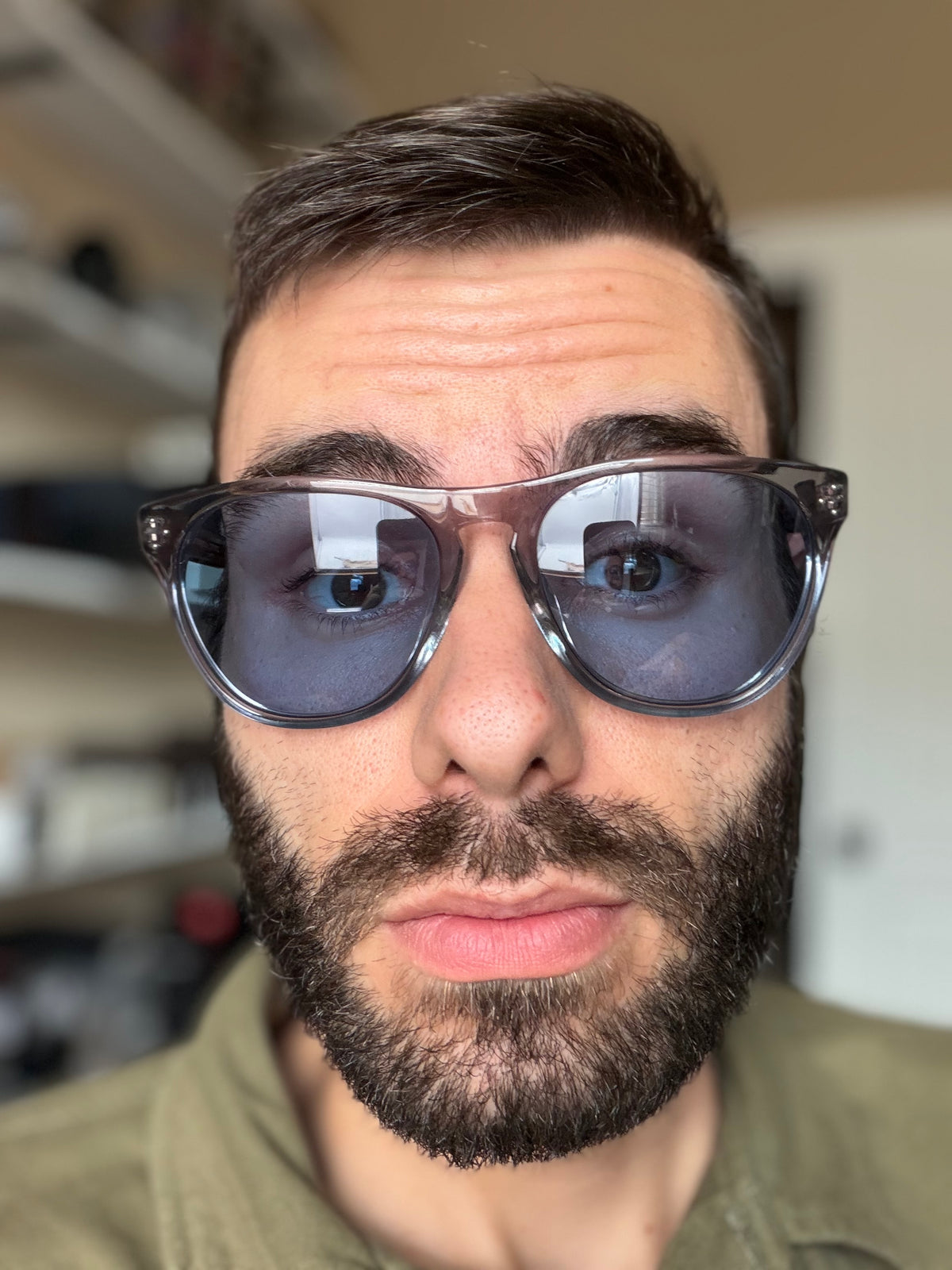 Oliver Peoples Daddy B 58mm Workman Grey / Custom Blue Lens OV 5091 Italy Preowned