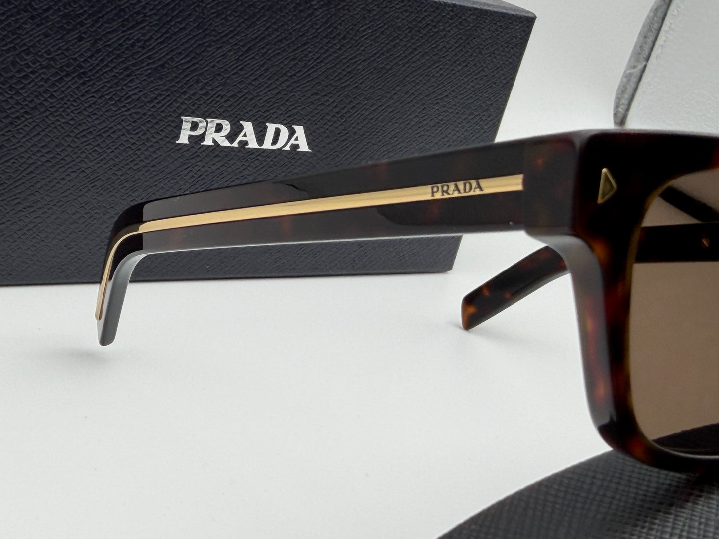 Prada PR A17s 51mm Wayfarer Radica Tortoise/ Dark Brown Glass Lens Italy NEW