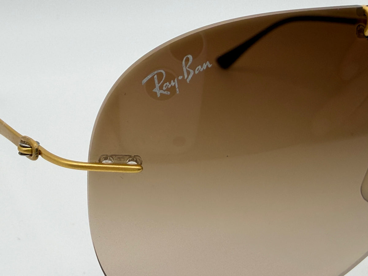 Ray-Ban Aviator LightRay 56mm Titanium RB 8055 157 / 13 Gradient Brown / Gold Itlay Preowned