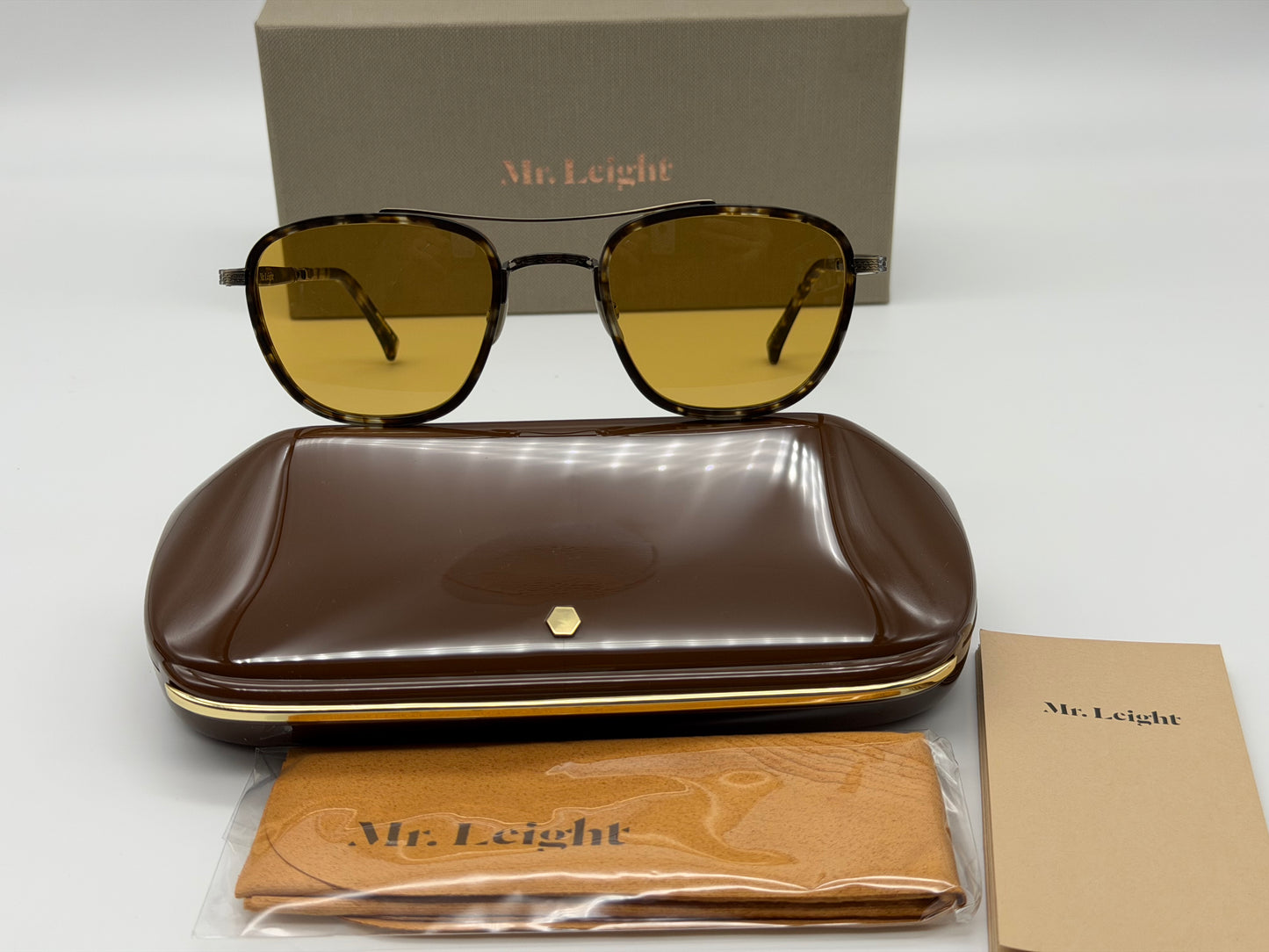Mr. Leight Price S 49mm Matte Leopard Tortoise/Antique Gold with Pure Maple Lenses Japan NEW