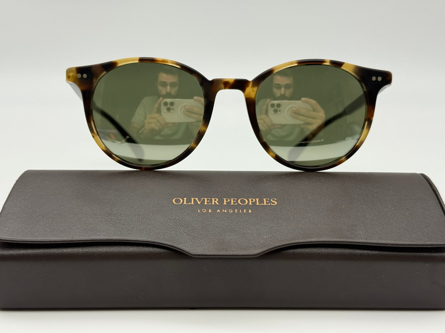 Oliver Peoples DELRAY SUN 48mm OV 5314 SU Semi tortoise semi matte black / Mirror Silver Italy Preowned