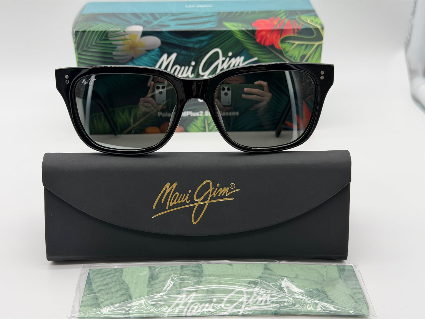 Maui-Jim Likeke 54mm Black - Crystal / Neutral Gray Polarized Bi - Gradient Mirror Italy NEW