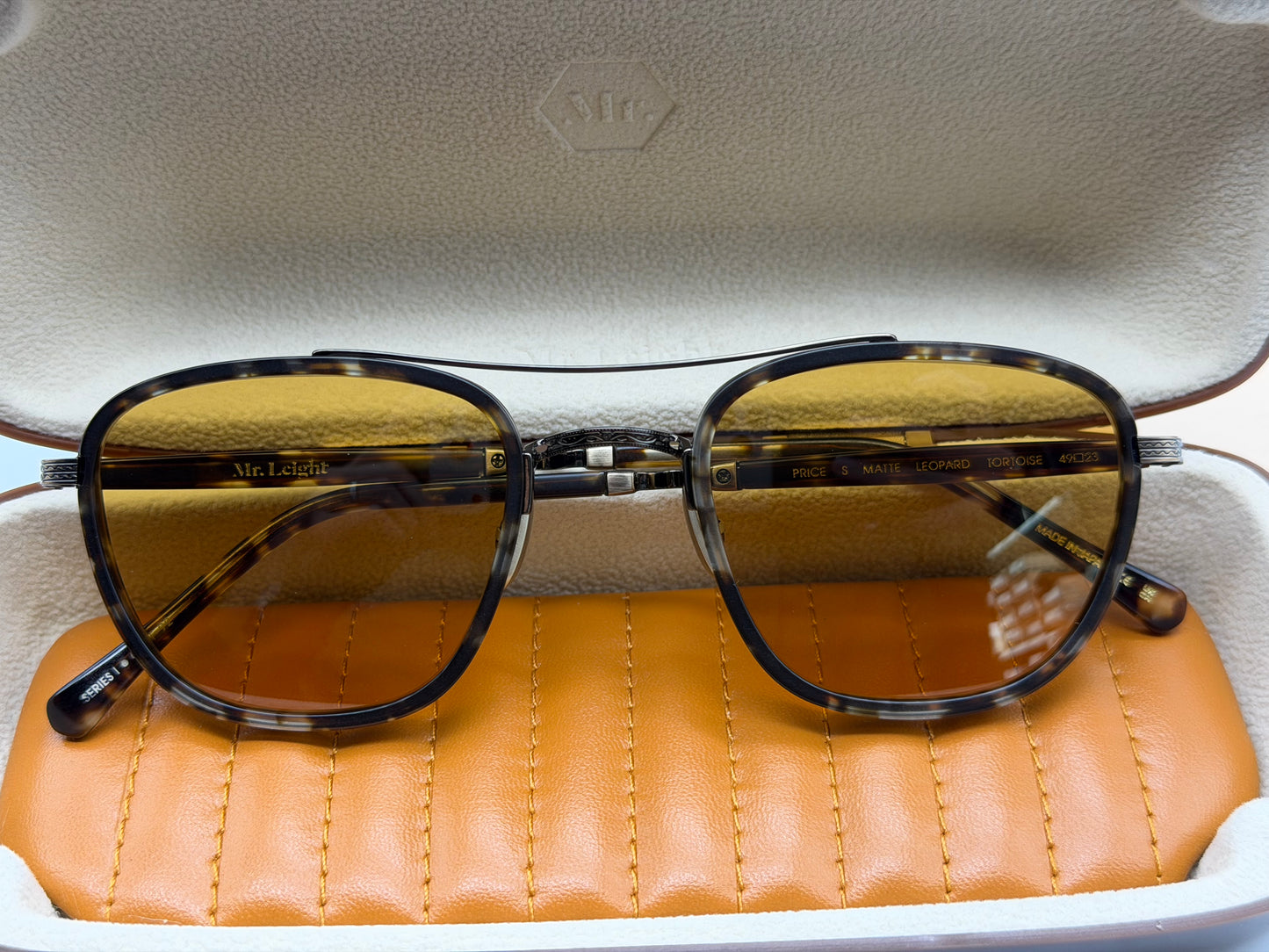 Mr. Leight Price S 49mm Matte Leopard Tortoise/Antique Gold with Pure Maple Lenses Japan NEW
