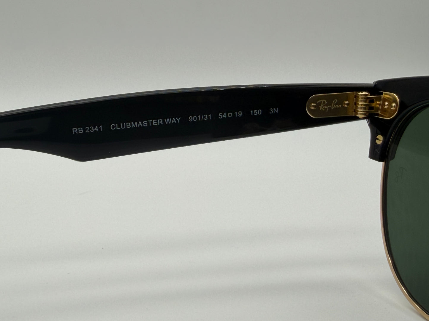 Ray-Ban Clubmaster Way 54mm Black Gold / Green G 15 lens RB 2341 NEW