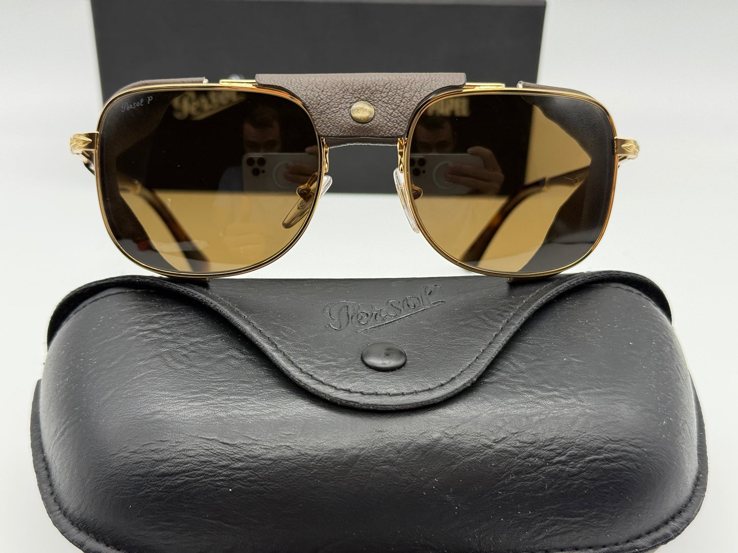 Persol PO 1013 SZ - Protector 53mm Gold / Brown Polarized Glass Itlay NEW