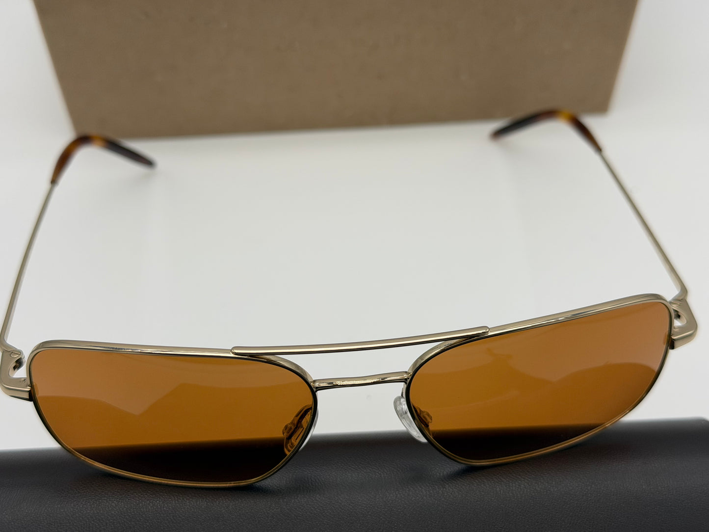 Oliver Peoples Victory II 55mm Gold / Cognac Crystal Lens OV 1373 S Italy NEW