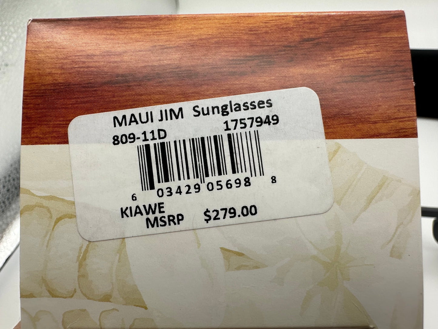 Maui Jim Kiawe 53mm Round MJ 809 Gray Stripe Frame STG Natural Gray Lens Italy NEW