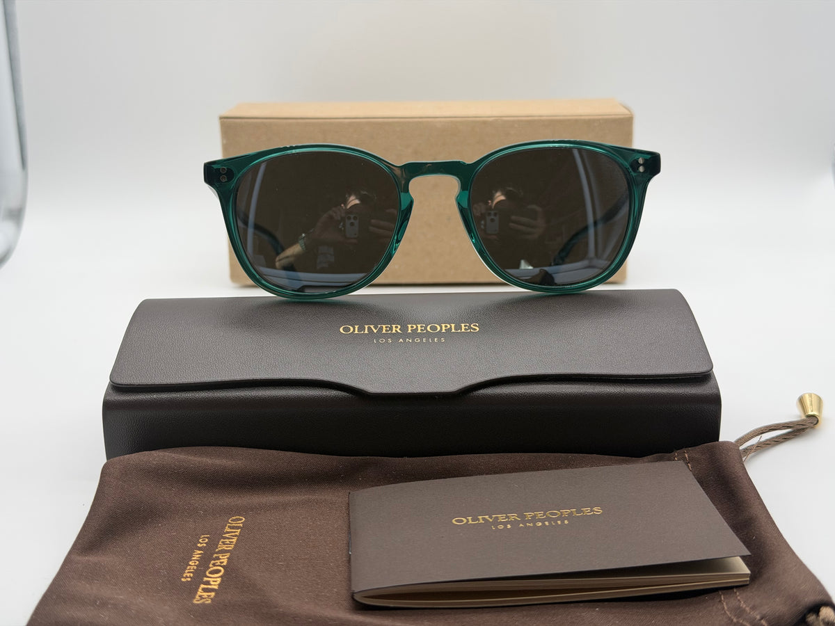 Oliver Peoples Finley ESQ. SUN 51mm Translucent Dark Teal / Carbon Gray Crystal OV 5298SU 1763R5 Italy NEW