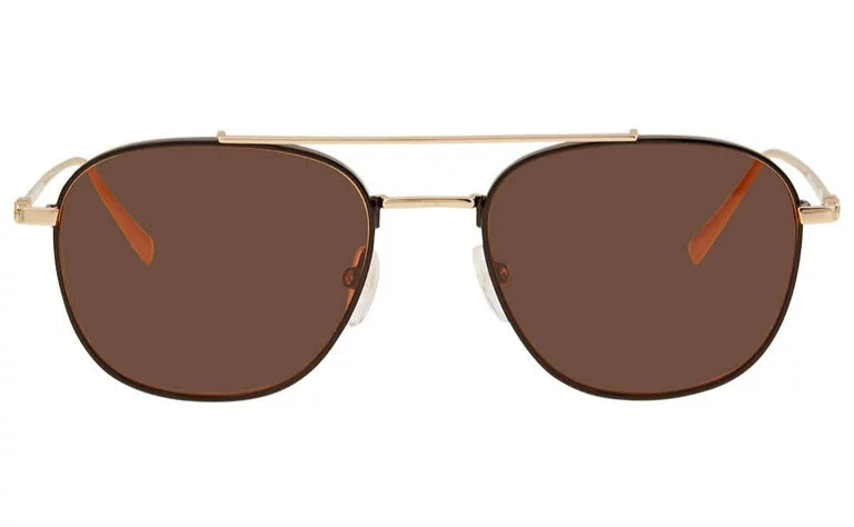 SALVATORE FERRAGAMO 54mm Navigator Brown Gold Black Sunglasses
