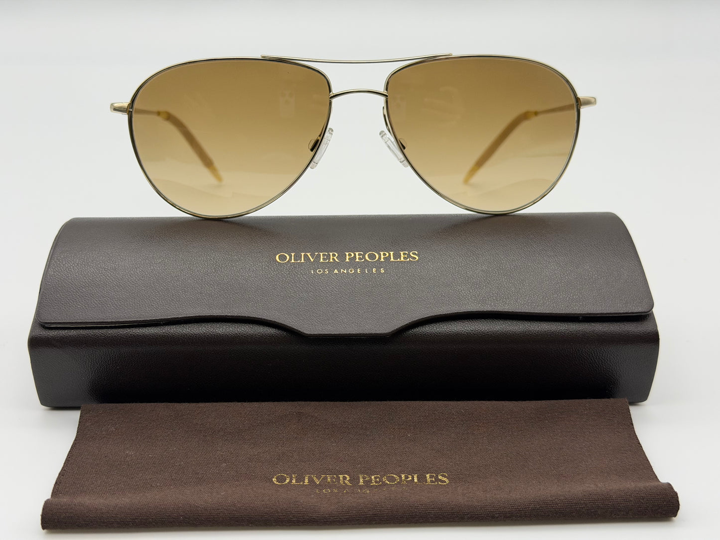 Oliver Peoples Benedict 59mm OV 1002 S 5035P1 Gold / Brown Gradient Photochromic Polarized Italy Preowned
