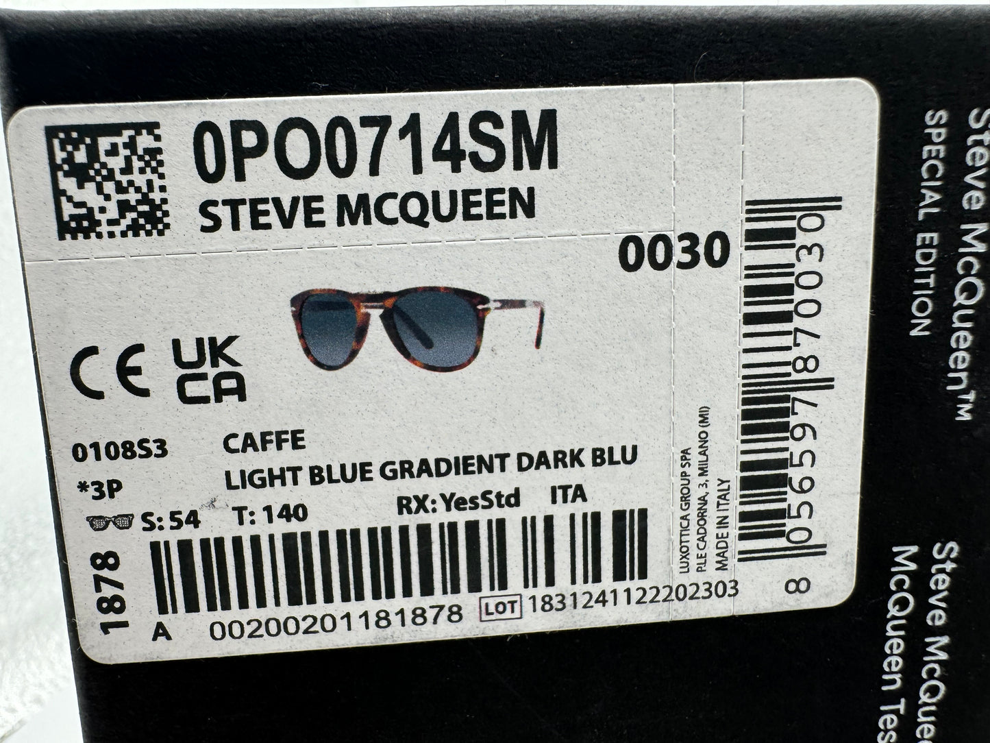 Persol 714 SM 54mm Caffe Light Blue Gradient Dark Blue Polarized 0108S3 Steve McQueen Italy NEW
