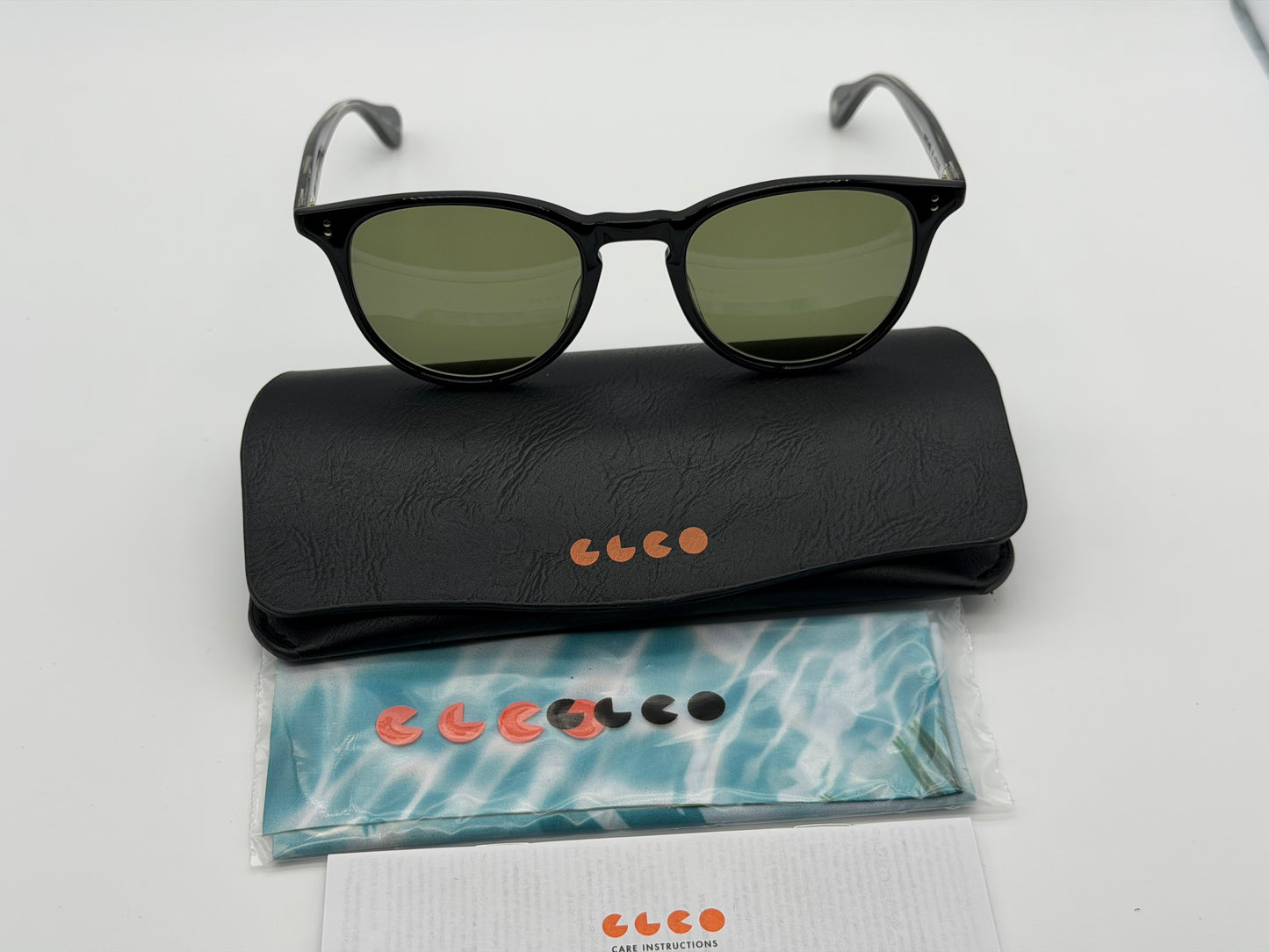 Garrett Leight Manzanita Sun 50mm P3 Black Acetate / Green BKGRN NEW