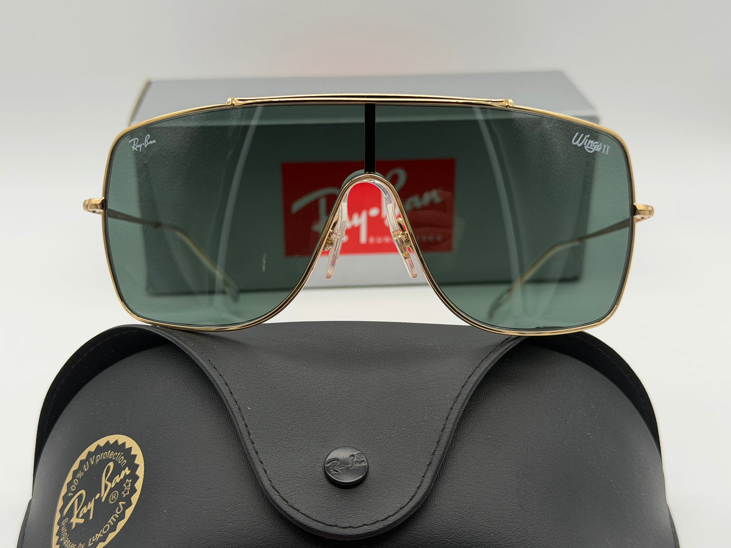 Ray-Ban Wings II RB 3697 Gold / Dark Green 905 / 071 Itlay NEW
