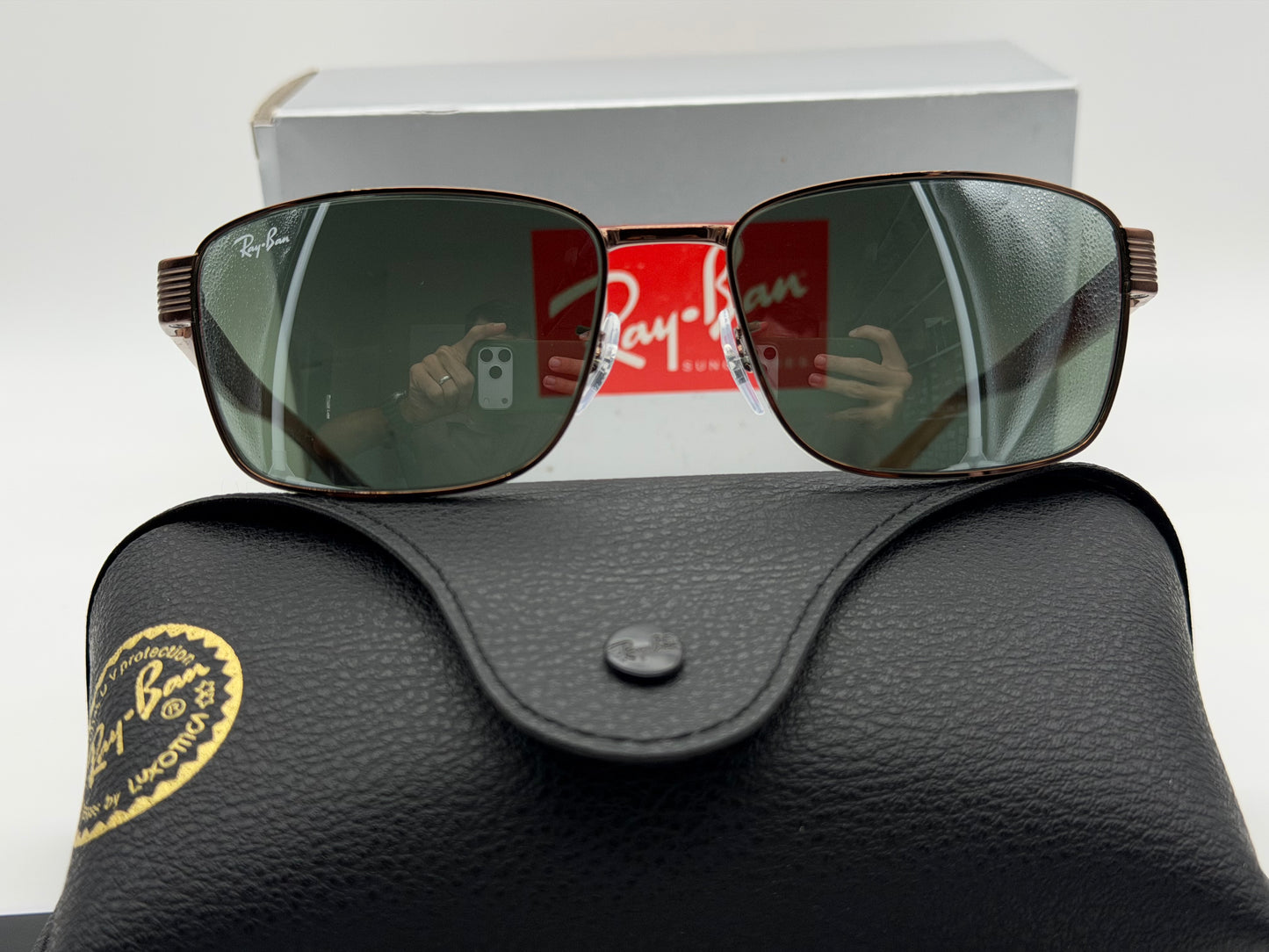 Ray-Ban RB 3750 59mm Copper / Silver Mirror Green Glass Lens 9259 / 40 NEW