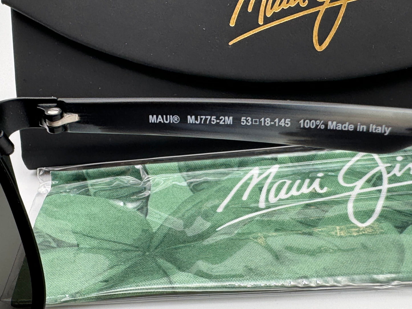Maui Jim Naupaka 53mm MJ775-2M Satin Black Square Super Thin Glass Neutral Gray Sunglasses Frames Italy NEW missing Box