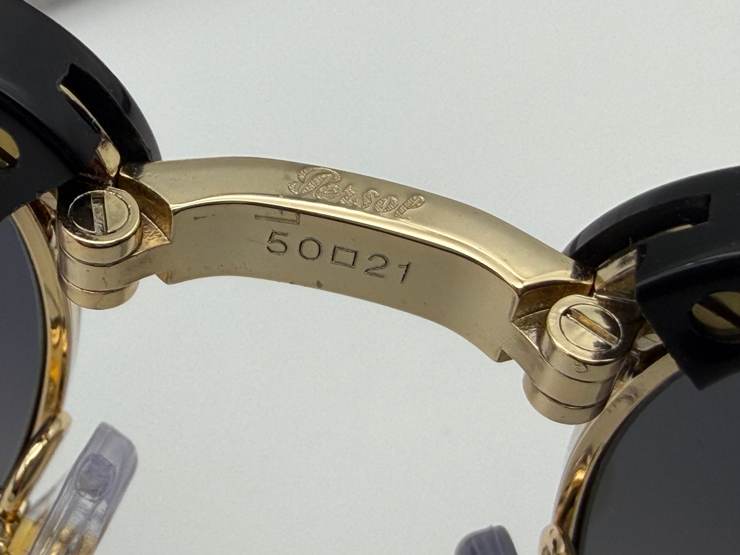 Persol PO 3375 S 50mm Folding Clubmaster Black / Gold - Gray Gradient 122571  Italy Open Box