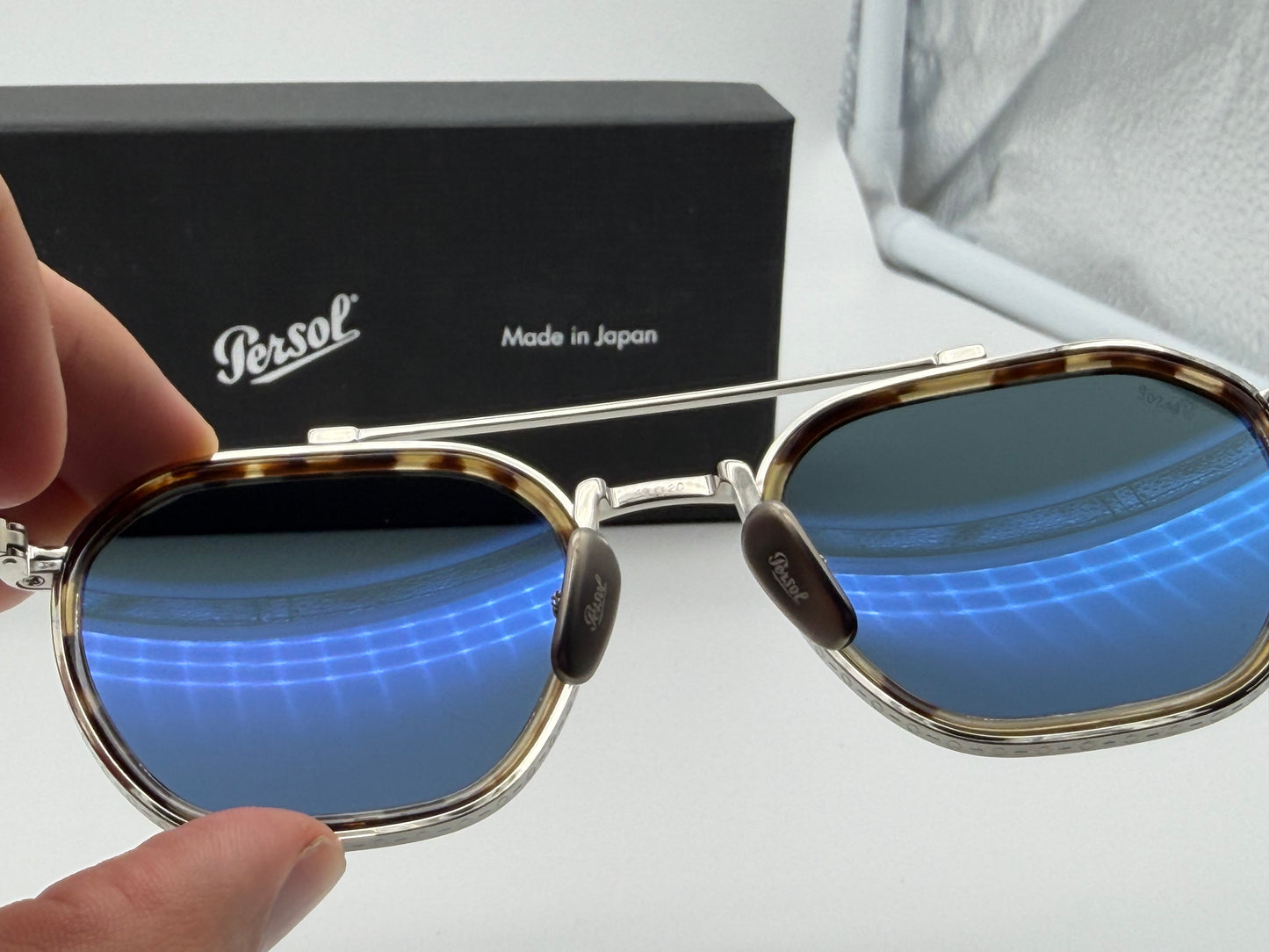 Persol PO 5010 ST 49mm Havana - Silver Titanium  / Blue Crystal Lens 8014R5 Japan NEW