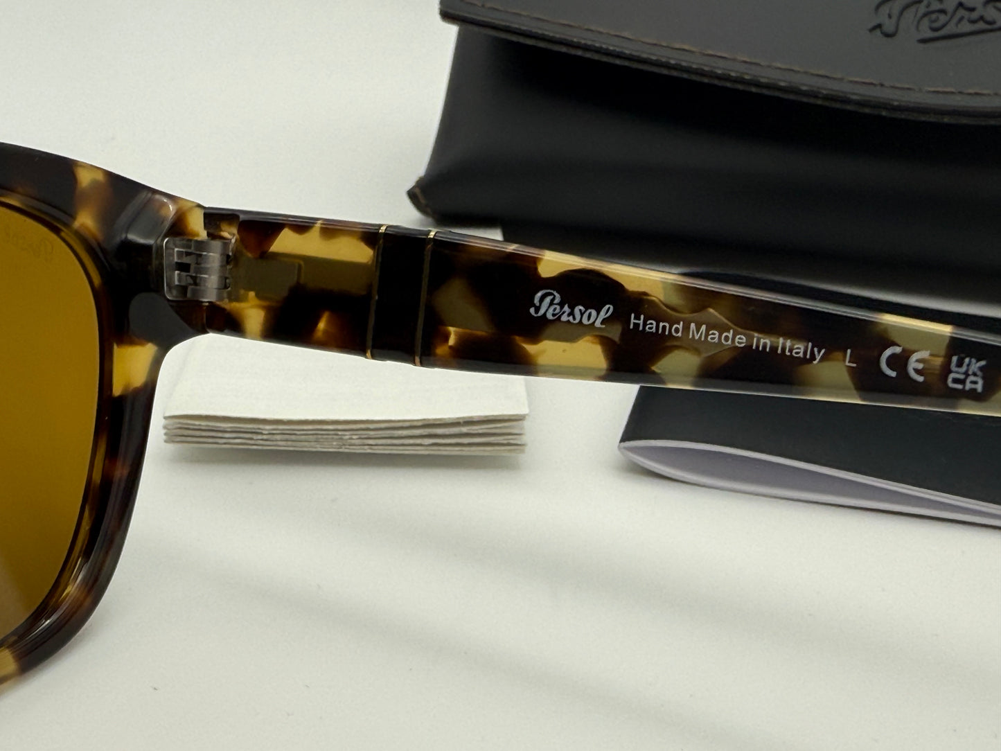 Persol PO 3313 55mm Brown Beige Tortoise / Brown Glass Lens 105633 Italy NEW