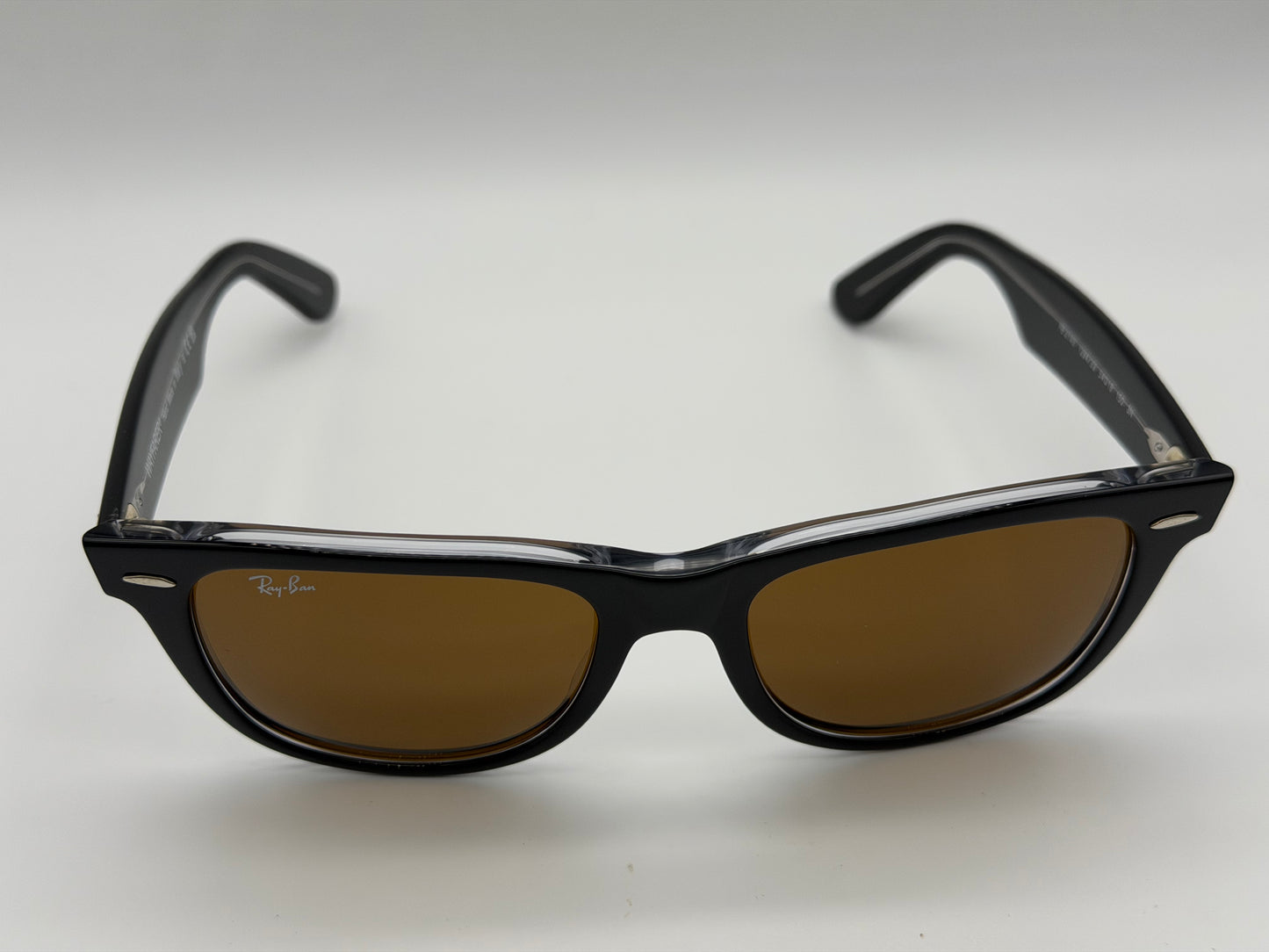 Ray-Ban Wayfarer 54mm Black on Transparent / Brown G15 Crystal Lens RB 2140 1294 / 33 Itlay NEW
