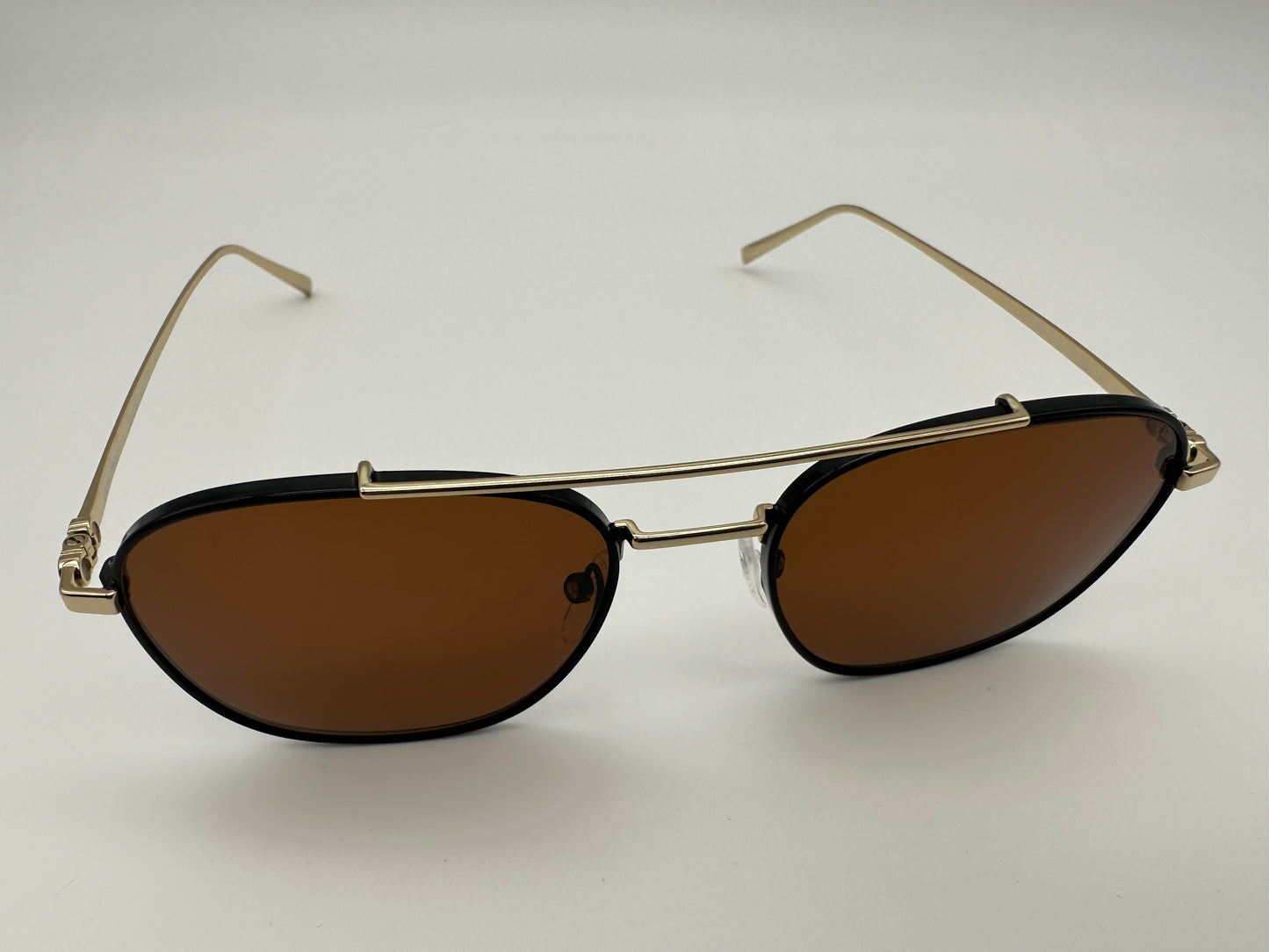 SALVATORE FERRAGAMO 54mm Navigator Brown Gold Black Sunglasses SF200S