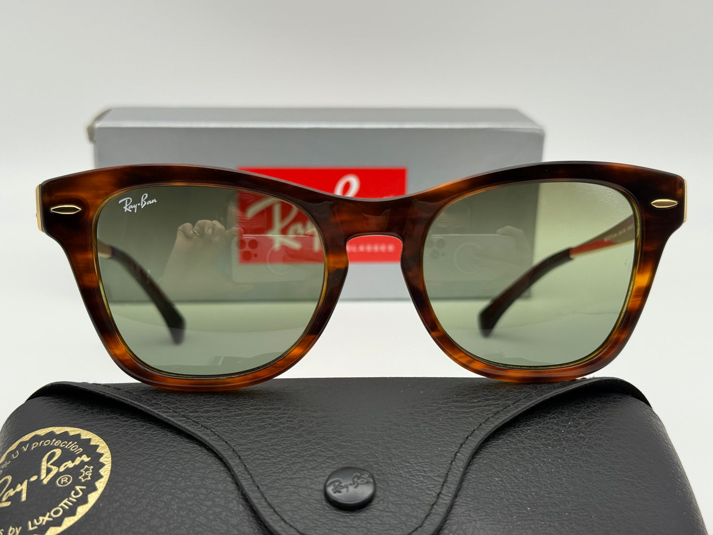 Ray-Ban RB 0707 SM 53mm Stripped Havana / Green Vintage 954 / G4 Italy NEW