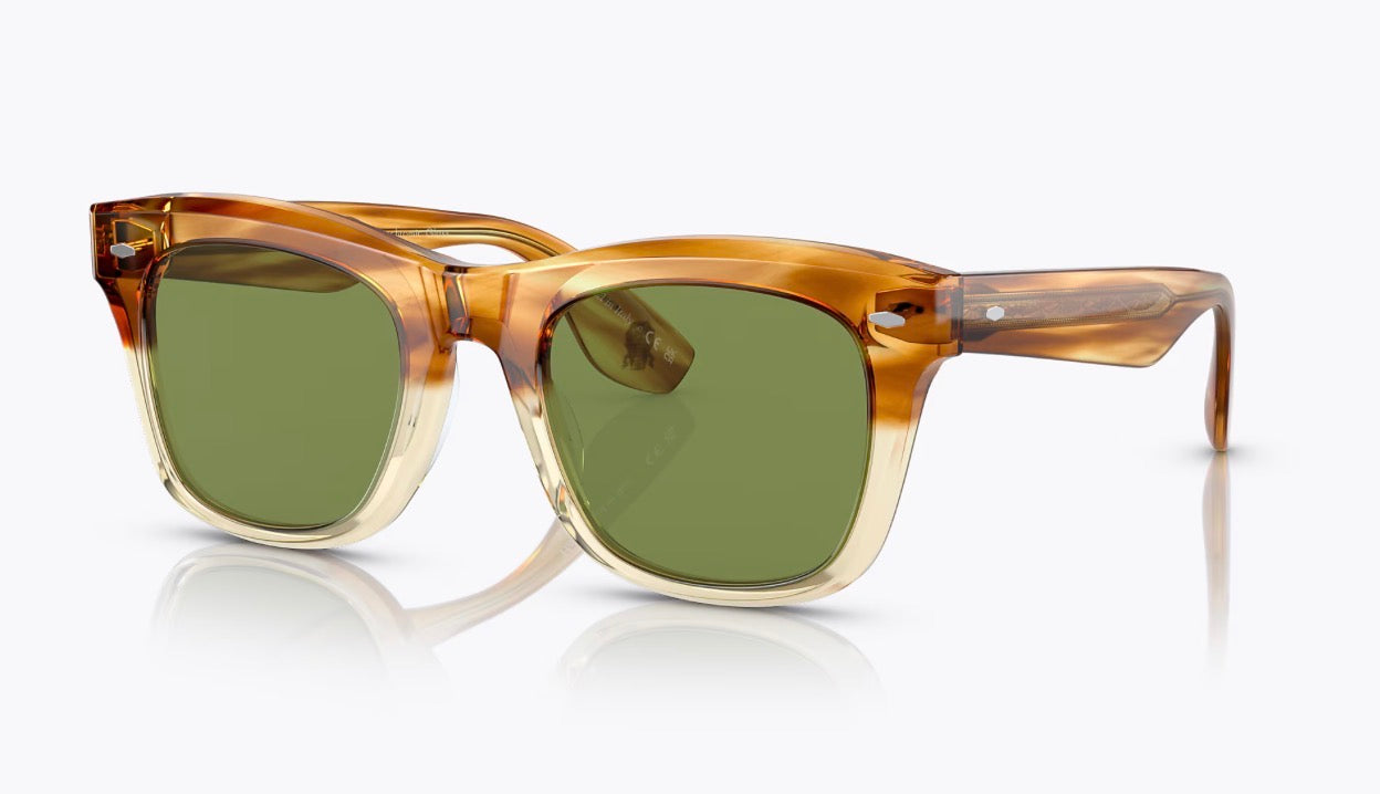 Oliver Peoples Mr. Brunello 50mm Honey VSB / Green CO V5497SU 167452 Italy Preowned