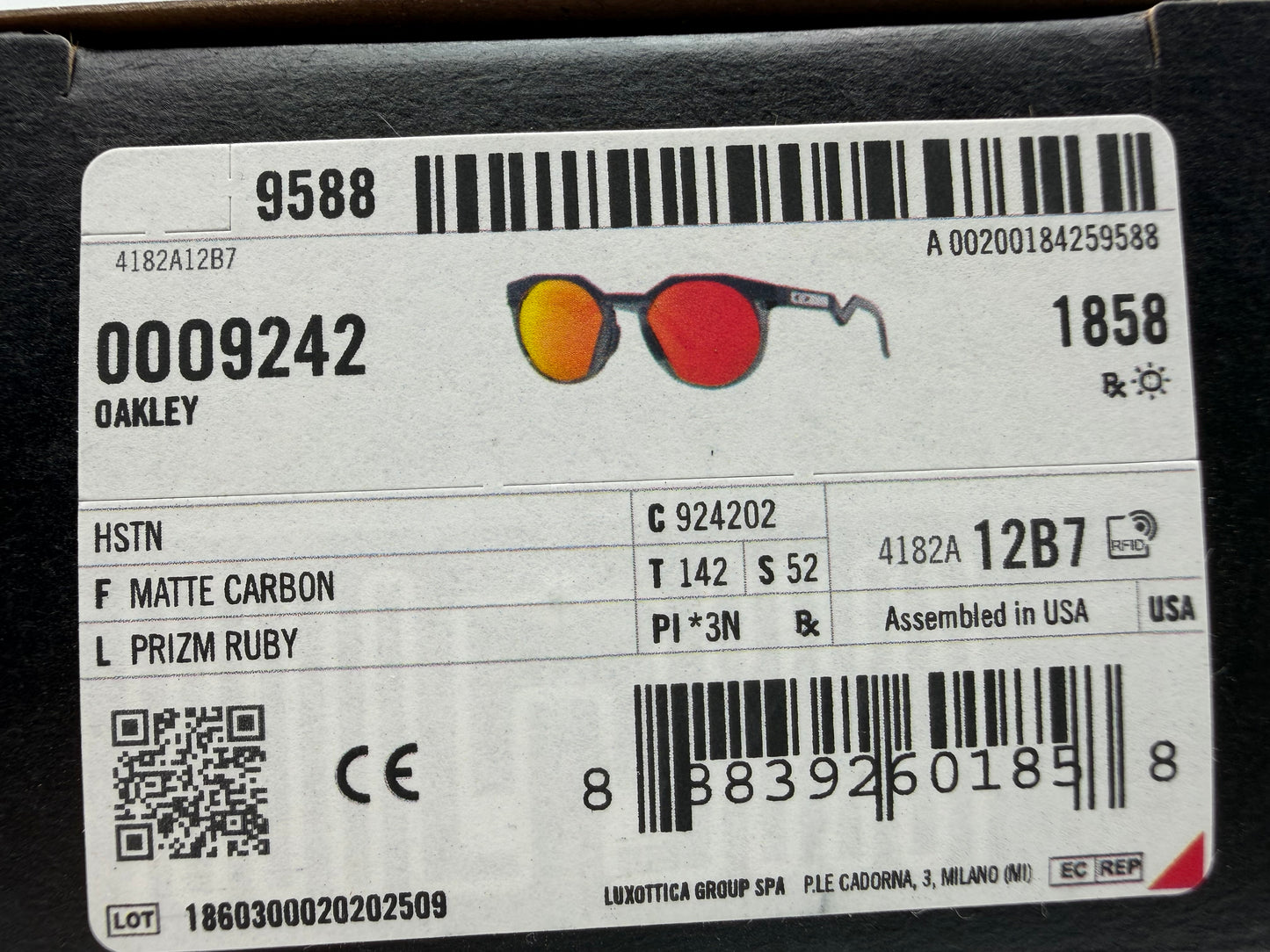 Oakley HSTN 52mm Matte Carbon / Prizm Ruby NEW