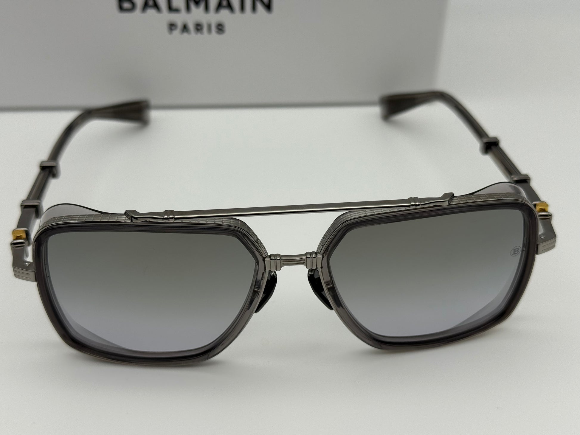 balmain paris goggles Balmain Paris Officer 58mm BPS-108 Titanium / Palladium Silver Mirror – Shade Review Store