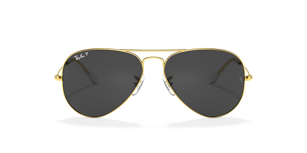 Ray-Ban Aviator 58mm Black Polarized / Gold RB 3025 9196 / 48 Italy NEW