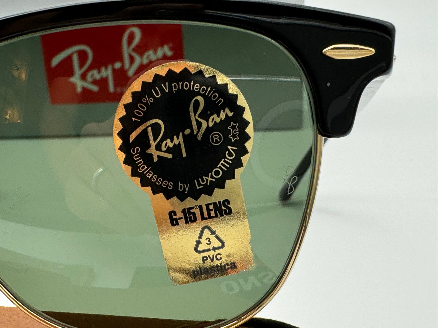 Ray Ban Clubmaster RB 3016 w0365 55mm Large Black Gold ITALY NEW