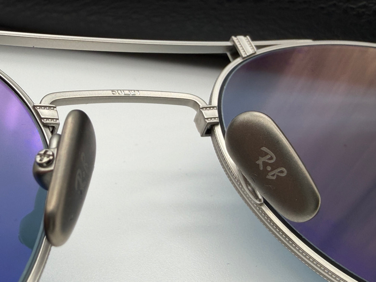 Ray-Ban Round Double Bridge Titanium 50mm Demi Gloss Blue Mirror Gold RB 9165 Japan NEW