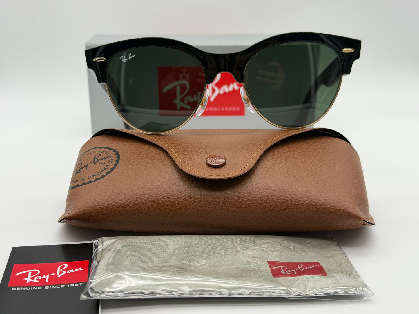 Ray-Ban Clubmaster Way 54mm Black Gold / Green G 15 lens RB 2341 NEW