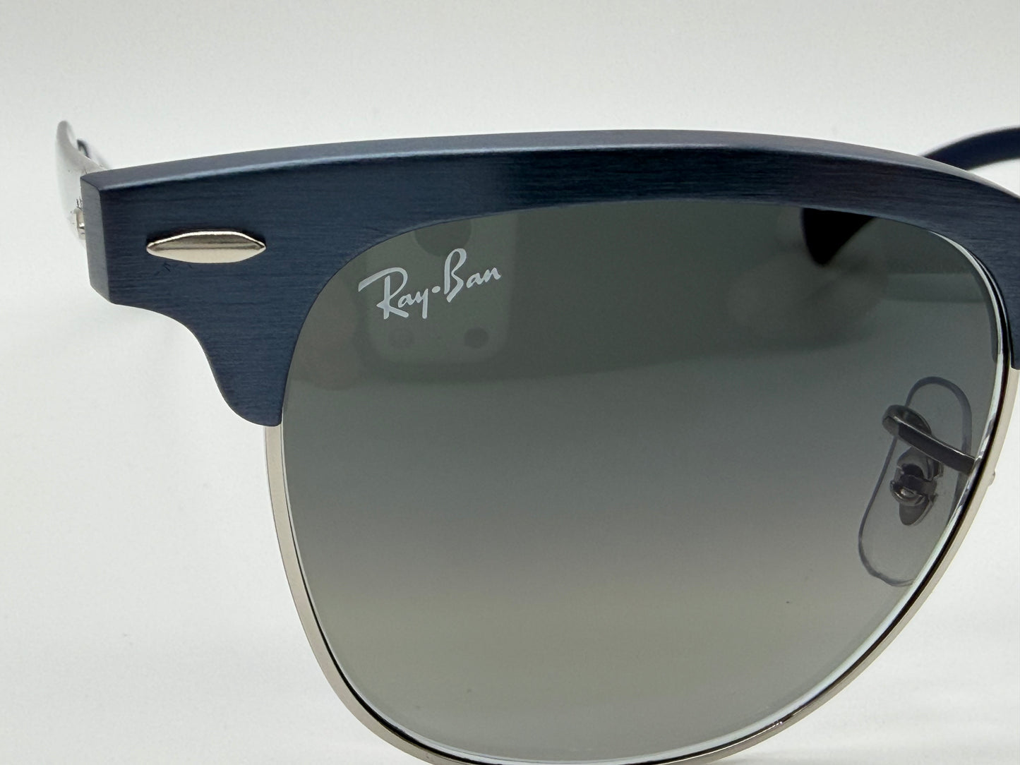 Ray-Ban Clubmaster Aluminum 51mm Matte Blue Silver / Gray Gradient Lens RB 3507 9248 / 71 Italy NEW