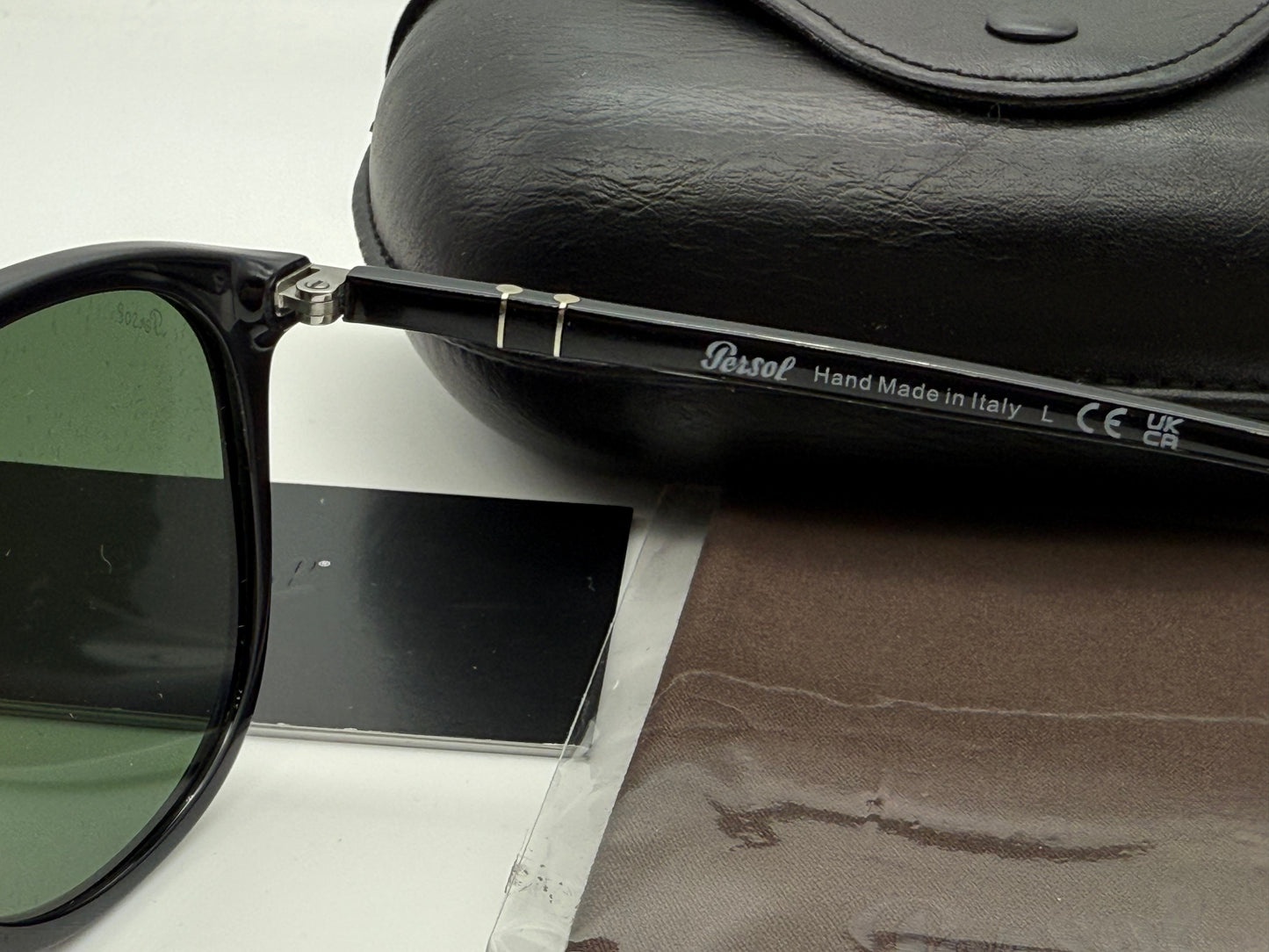 Persol PO 3314S 55mm 95 31 Black / Green Glass Lens Italy NEW