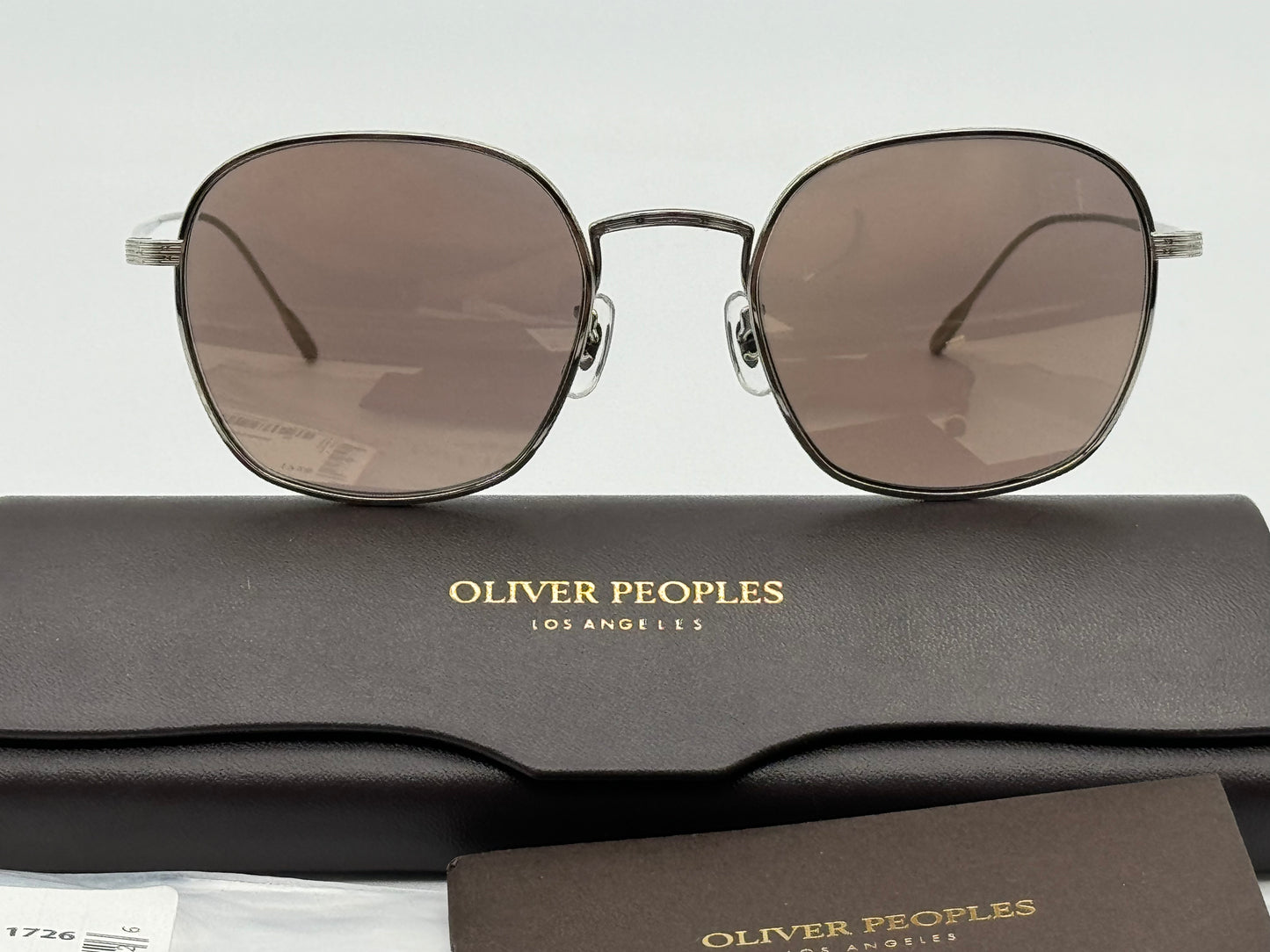 Oliver Peoples ADES 50mm OV 1307 ST Silver Chrome Taupe Photochromic 503665D Titanium Japan