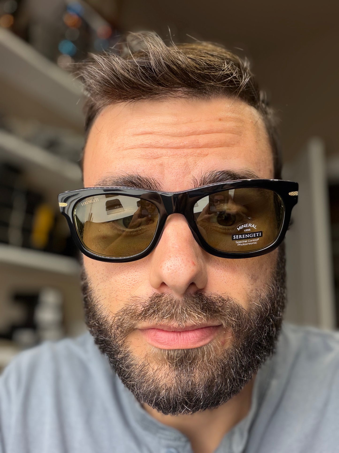 Serengeti FOYT 53mm Shiny Black Gold Transparent 555nm Photochromic SS549005 Italy NEW