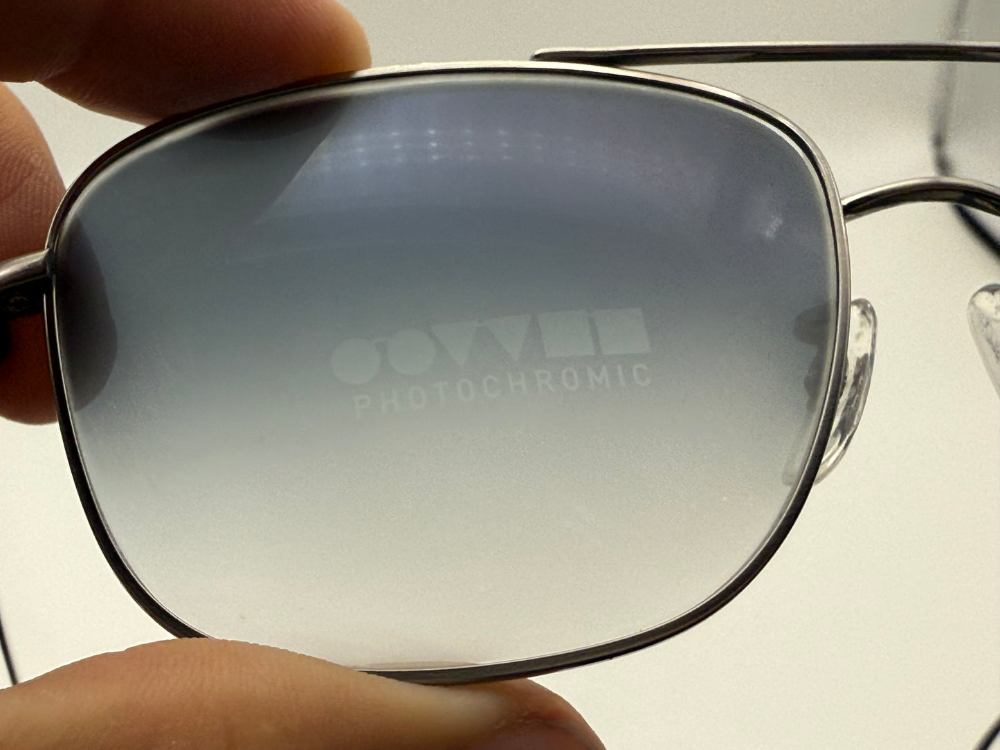 Oliver Peoples Shaefer VFX POLARIZED 55mm OV 1146 ST 504/7C Titanium Silver With Additional Blue Photochromic Lenses PREOWNED