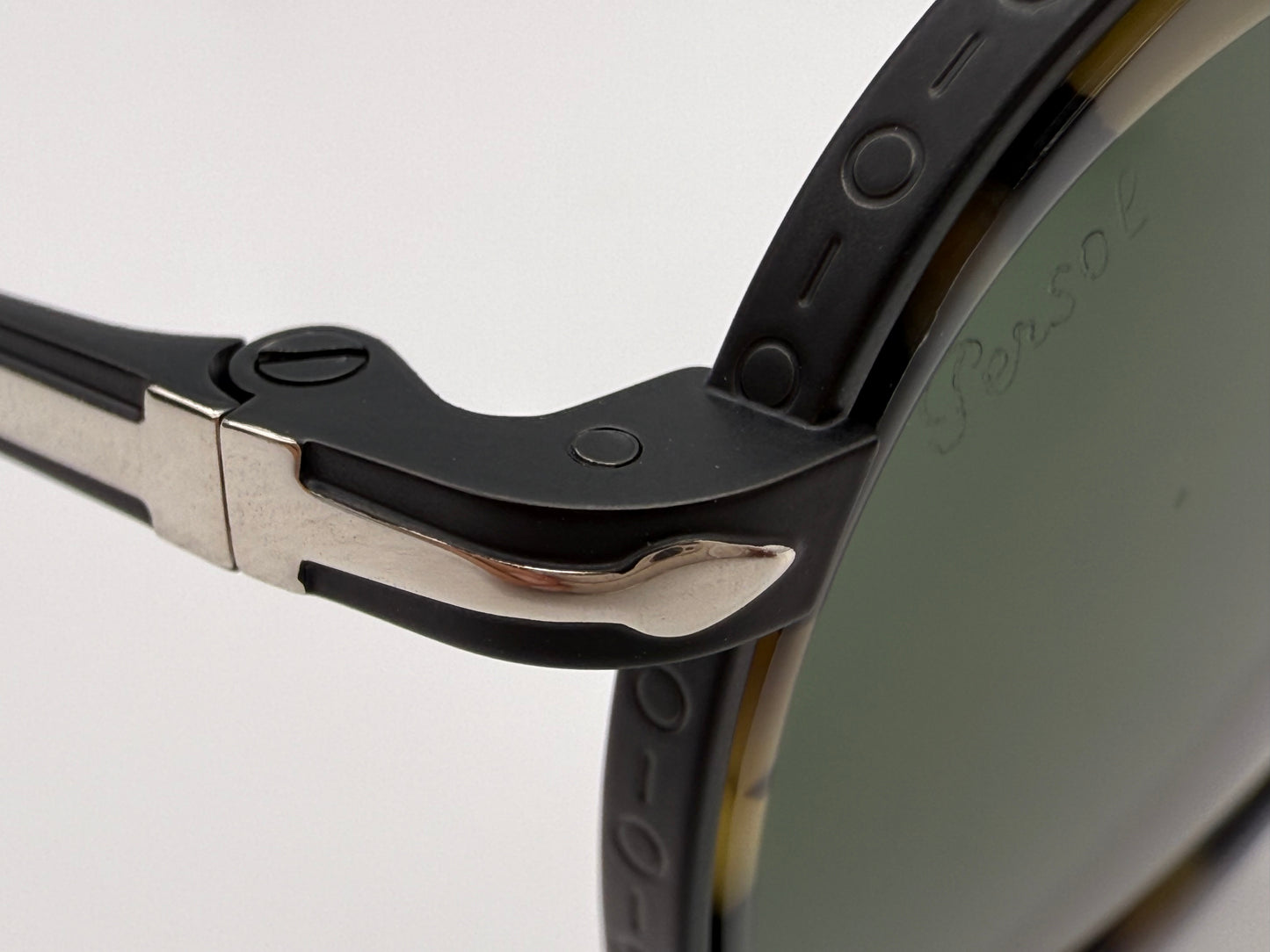 Persol PO 5008 ST 49mm Titanium Black / Dark Tortoise / Green Glass Lens Japan NEW