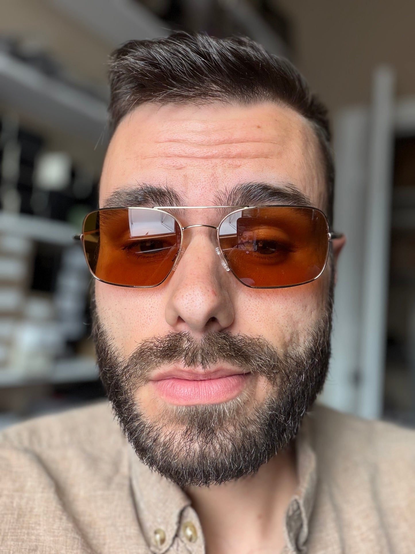 Oliver Peoples Victory II 55mm Gold / Cognac Crystal Lens OV 1373 S Italy NEW