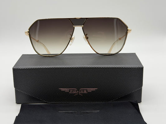 Police Sunglasses Horizon 8 62mm Gold / Brown Gradient SPLL89 300Y NEW