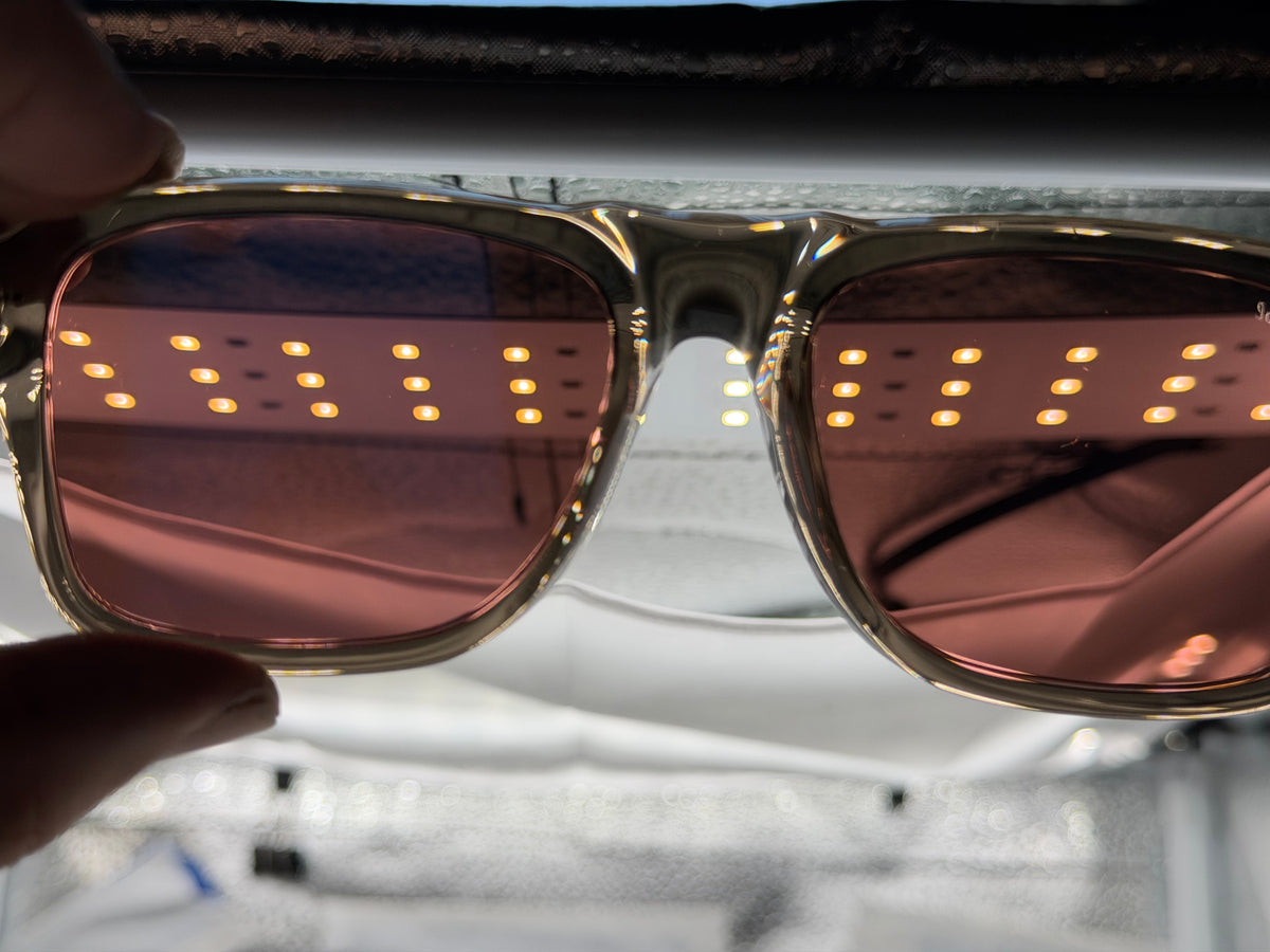 Persol PO 8002S Opal Grey /  Red Glass Lens 55mm 1103C5 Italy Preowned