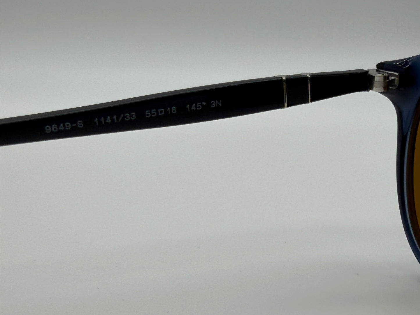 Persol PO 9649 55mm Transparent Blue / Brown Glass 114133 Italy NEW