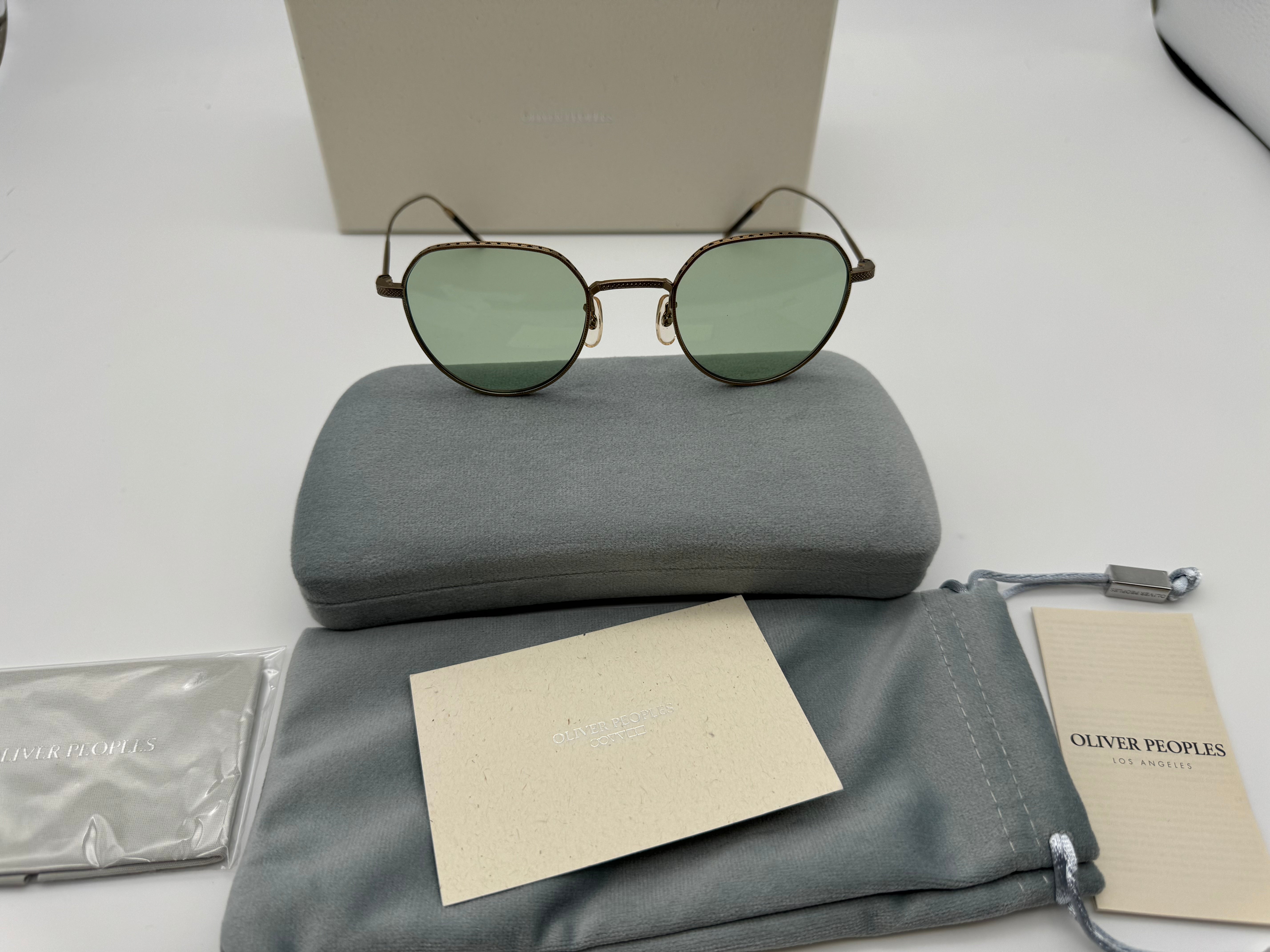 Oliver Peoples TK - 4 Titanium 47mm OV 1298 Brushed Gold / Green