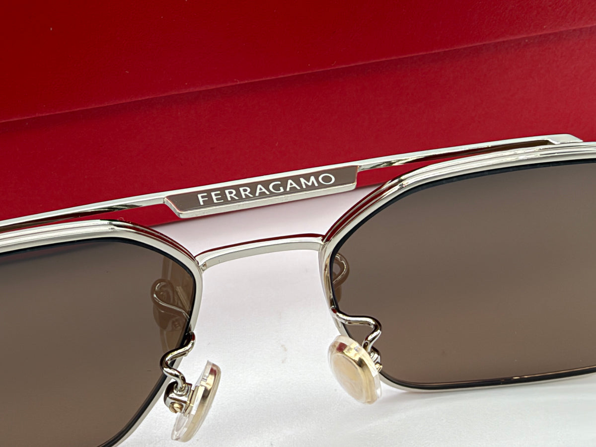 Ferragamo SF319SLB 58mm Brown / Light Gold Titanium Italy NEW
