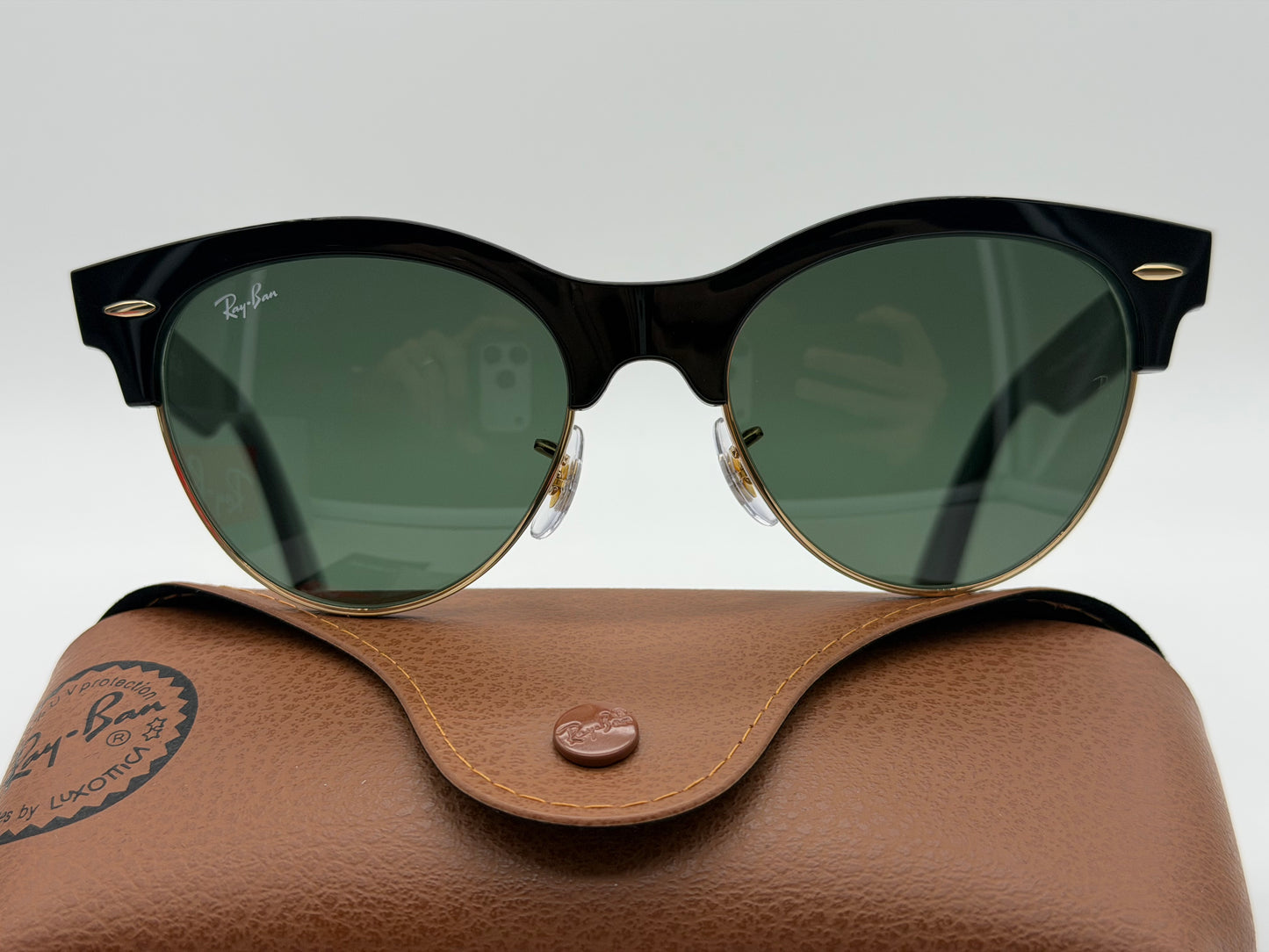 Ray-Ban Clubmaster Way 54mm Black Gold / Green G 15 lens RB 2341 NEW