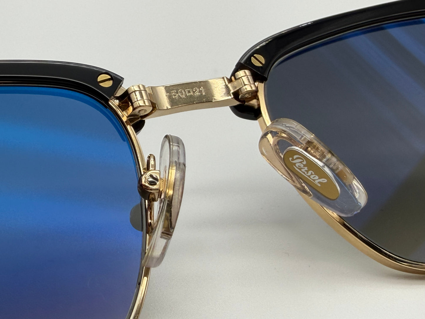 Persol PO 3375 S 50mm Folding Clubmaster Black / Gold - Gray Gradient 122571  Italy Open Box