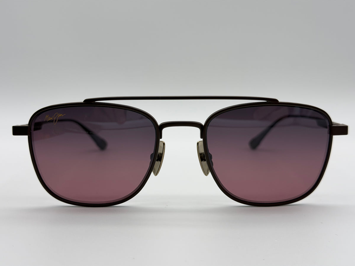 Maui Jim KAHANA 53mm Double Bridge Maui Rose Polarized / Shiny Brown Titanium MJ640 01 Japan NEW