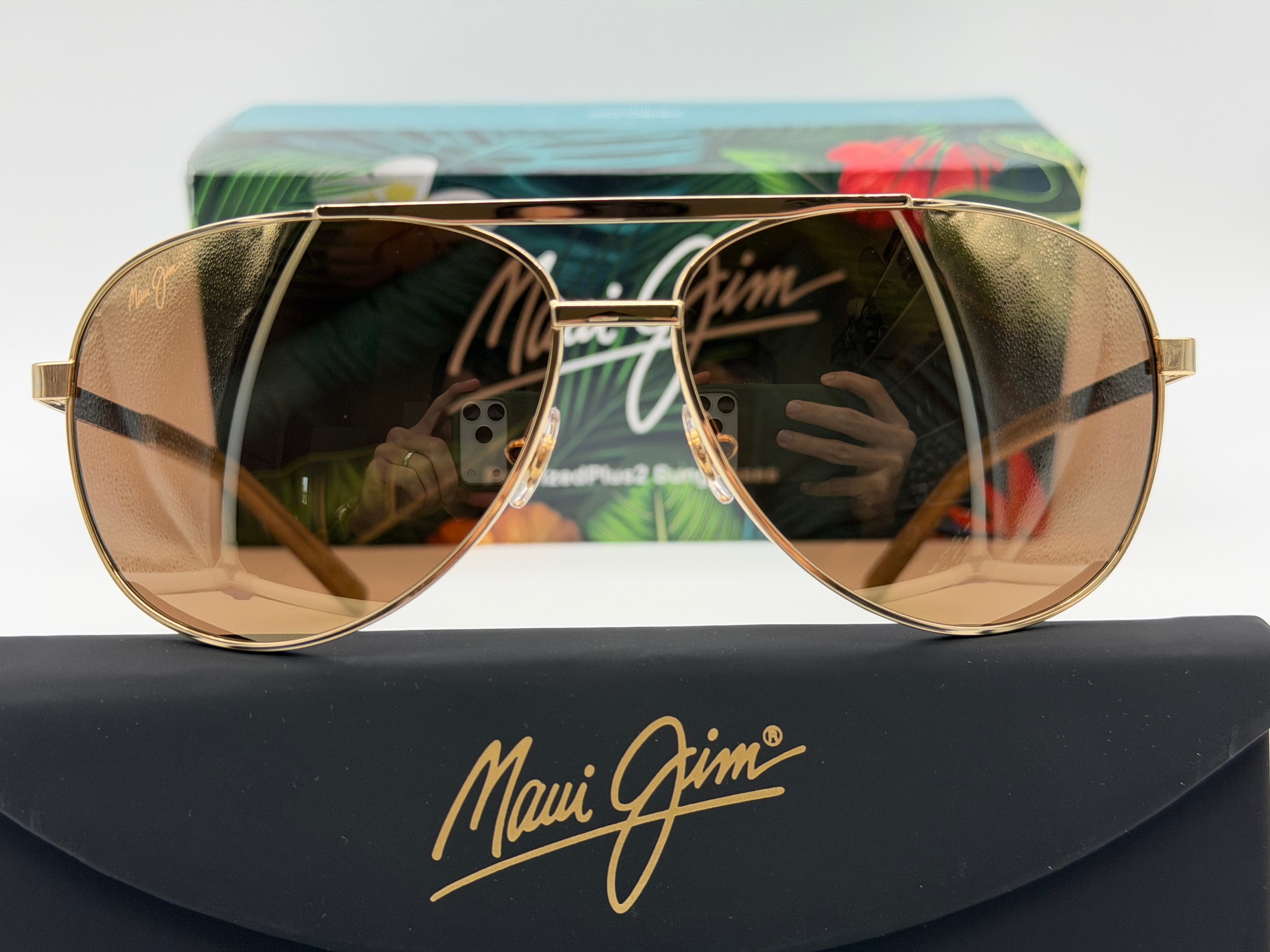 イグドラシル・オリンピア Maui Jim Seacliff 61mm Aviator Gold / HCL Bronze MJ 0831 Italy NEW